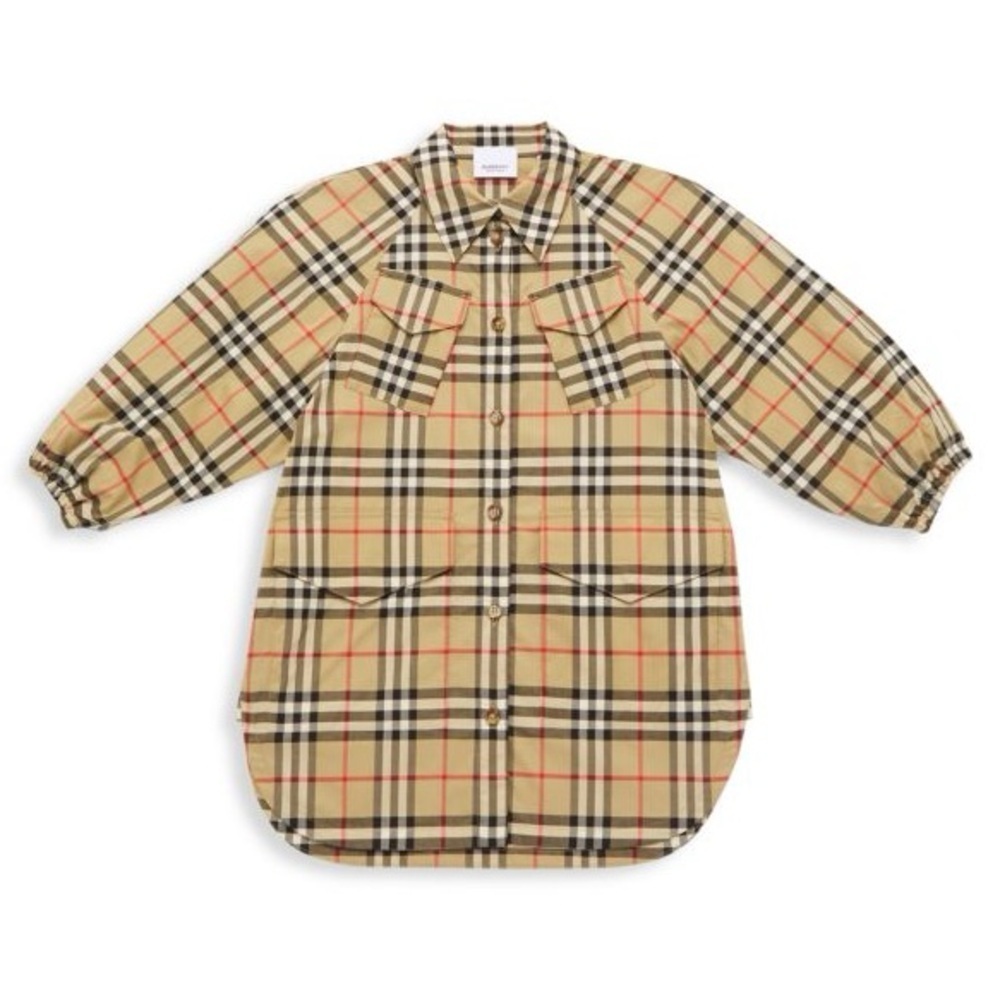 New Burberry London Girls Teigan Archive Check Shirt Dress Nova Plaid